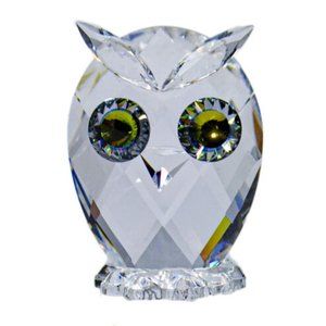 Swarovski Special Edition Miniature Owl Crystal by Max Schreck Green Eyes